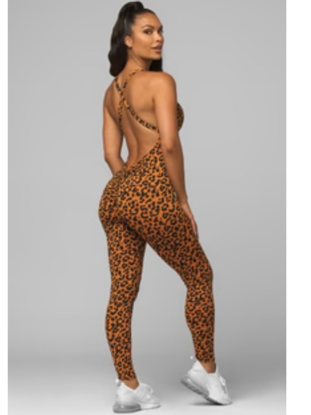 Lici Fit Women’s Lavish Scrunch Legging Jumpsuit Cheetah/leopard Print Size XL